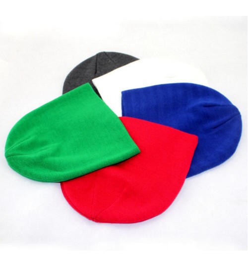Short Knit Beanie Hat Without Cuff